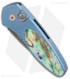 Pro-Tech Sprint Custom Automatic Knife Abalone/Blue Ti (1.95" Damascus) 6 Pro-Tech Sprint Custom Automatic Knife Abalone/Blue Ti (1.95" Damascus) -Knife Shop Protech Sprint Ti Abalone Custom BHQ 85761 er spine