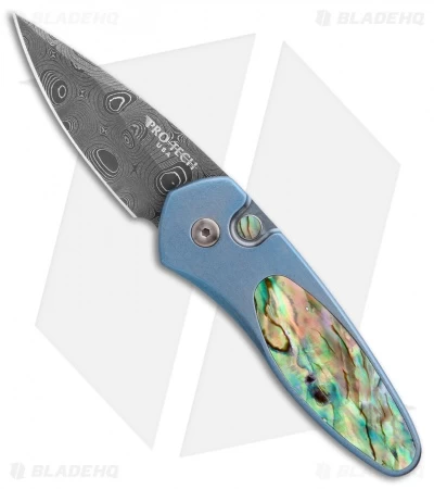 Pro-Tech Sprint Custom Automatic Knife Abalone/Blue Ti (1.95" Damascus) 1 Pro-Tech Sprint Custom Automatic Knife Abalone/Blue Ti (1.95" Damascus)