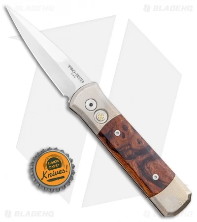 Pro-Tech Ultimate Custom Godson Automatic Knife Ti/Desert Ironwood (3.15" Satin) 4 Pro-Tech Ultimate Custom Godson Automatic Knife Ti/Desert Ironwood (3.15" Satin) - Image 4