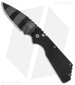 Strider + Pro-Tech PT Automatic Knife Knurled Black (2.75" Tiger Stripe)