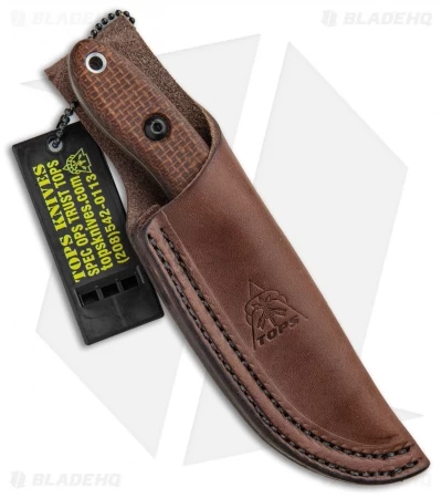TOPS Knives Bull Trout Fixed Blade Knife Burlap Micarta (2.75" Tumbled) BLTT-01 3 TOPS Knives Bull Trout Fixed Blade Knife Burlap Micarta (2.75" Tumbled) BLTT-01 - Image 3