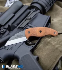 TOPS Knives Little Bugger Fixed Blade Knife Tan Canvas Micarta (2.3" Tumbled) -Knife Shop TOPS Knives Little Bugger Fixed Blade Knife Tan Canvas Micarta Tumbled BHQ81896 kp on gun web