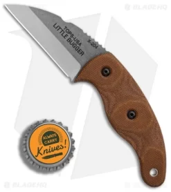 TOPS Knives Little Bugger Fixed Blade Knife Tan Canvas Micarta (2.3" Tumbled) -Knife Shop TOPS Knives Little Bugger Tan Canvas Micarta Tumbled BHQ 81896 er bottlecap