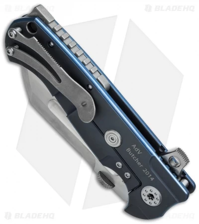 Andre De Villiers Mid-Tech Butcher Frame Lock Knife Blue Fade (3.75" Satin) AdV 2 Andre De Villiers Mid-Tech Butcher Frame Lock Knife Blue Fade (3.75" Satin) AdV - Image 2