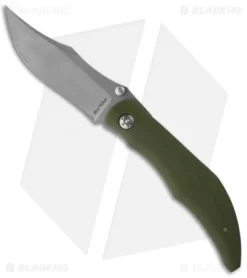 Alan Folts Custom Standard Sultan Folder Green G-10 Knife (3.75" Stonewash)