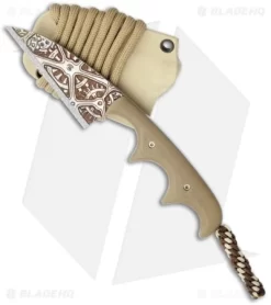 Alan Folts Custom Titanium Minimalist Wharncliffe Neck Knife W/ Tan G10 Handle