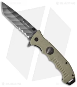 Boker Magnum Shades Of Gray Liner Lock Knife Tan G-10 (3.75" Serr) 01SC648N