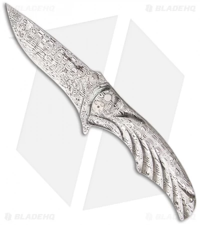 Brian Tighe Custom Tighe Coon Knife Damasteel Folder (3.75" Fluted) 1 Brian Tighe Custom Tighe Coon Knife Damasteel Folder (3.75" Fluted)