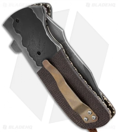 Burr Oak Knives Coffin Nail Clip Point Flipper Knife Micarta (3.5" San Mai) #1 3 Burr Oak Knives Coffin Nail Clip Point Flipper Knife Micarta (3.5" San Mai) #1 - Image 3