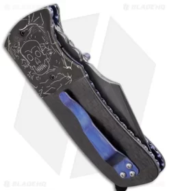 Burr Oak Knives Harpoon Knife CF/Damascus (3.75" San Mai) -Knife Shop burr oak harpoon skull cf side cm