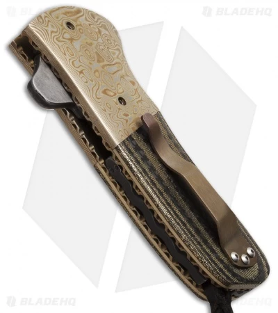 Burr Oak Knives Coffin Nail Flipper Knife Mokume/Brass CF (3.5" San Mai) 3 Burr Oak Knives Coffin Nail Flipper Knife Mokume/Brass CF (3.5" San Mai) - Image 3