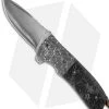 Burr Oak Knives Shard Flipper #1 Dress Knife Shred CF/Damascus (3.5" San Mai)