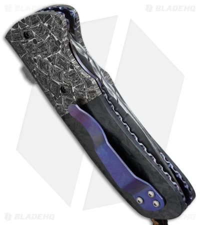 Burr Oak Knives Shard Flipper #1 Dress Knife Shred CF/Damascus (3.5" San Mai) 3 Burr Oak Knives Shard Flipper #1 Dress Knife Shred CF/Damascus (3.5" San Mai) - Image 3