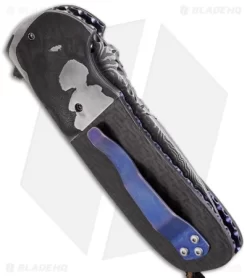 Burr Oak Knives Viper Flipper Knife Carbon Fiber (3.75" Damascus) #3 -Knife Shop burr oak viper flipper 3 side cm