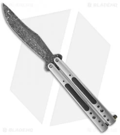 Chuck Gedraitis Knives Balisong #112 Titanium Butterfly Knife (4.25" Damascus)