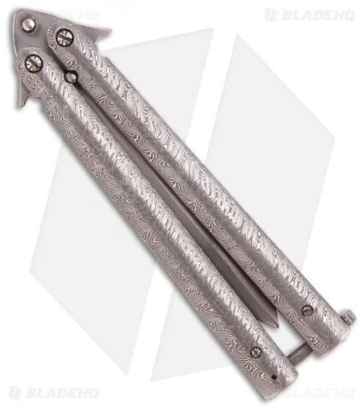 Chuck Gedraitis Knives Balisong #38 Damascus Butterfly Knife (3.5" Hamon) 2 Chuck Gedraitis Knives Balisong #38 Damascus Butterfly Knife (3.5" Hamon) - Image 2