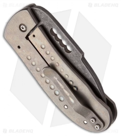 Chuck Gedraitis Small Snubnose Knife Dimpled Titanium Folder (2.125" Acid Wash) 2 Chuck Gedraitis Small Snubnose Knife Dimpled Titanium Folder (2.125" Acid Wash) - Image 2