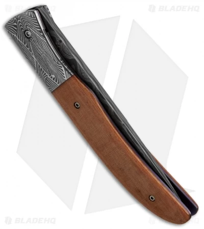 Chuck Gedraitis Tactical Gentleman Folder Micarta Knife (3.375" Damascus) 2 Chuck Gedraitis Tactical Gentleman Folder Micarta Knife (3.375" Damascus) - Image 2