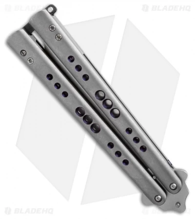 Chuck Gedraitis Custom Balisong #136 Titanium Butterfly Knife (4.25" Stonewash) 2 Chuck Gedraitis Custom Balisong #136 Titanium Butterfly Knife (4.25" Stonewash) - Image 2