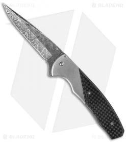Chuck Gedraitis Slim Rude Boy Flipper Knife Ti/CF (3.25" Damascus)