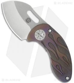 Curtiss Custom Knives Nano Folder Anodized Flame Titanium Knife (1.8" Plain)