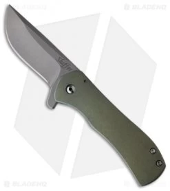 Doc Shiffer Slim Line Recon Tank Knife Green Titanium Flipper (3" Bead Blast)