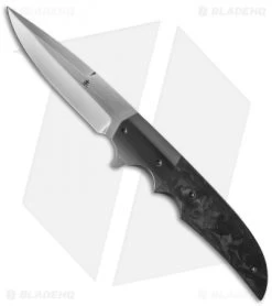 Jason Clark Custom Drop Point Flipper Knife Carbon Fiber/Zirc (3.75" Satin)