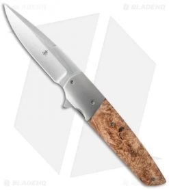 Jason Clark Custom Standard Flipper Knife Maple Burl (3.625" Satin)