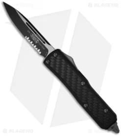 Microtech Daytona D/A OTF Knife W/ Carbon Fiber Insert (3.25" Black Serr) 124-2