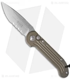 Microtech LUDT Automatic Knife Tan (3.4" Stonewash Serr) 135-11TA