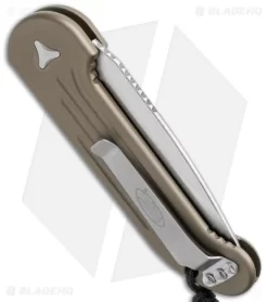 Microtech LUDT Automatic Knife Tan (3.4" Stonewash Serr) 135-11TA -Knife Shop microtech ludt 135 11ta side cm