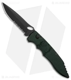 Piranha Mini Predator Tactical Automatic Knife Green (3.5" Black Serr)