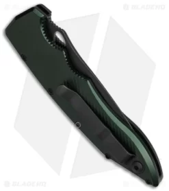 Piranha Mini Predator Tactical Automatic Knife Green (3.5" Black Serr) -Knife Shop piranha Mini Predator Green Tactical Serrated Automatic Knife 3in Black BHQ 142361 td side