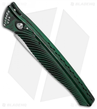 Piranha DNA Automatic Knife Green Marble (3.25" Mirror Serr) 2 Piranha DNA Automatic Knife Green Marble (3.25" Mirror Serr) - Image 2