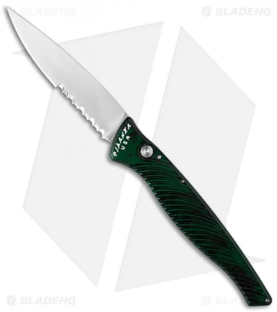 Piranha DNA Automatic Knife Green Marble (3.25" Mirror Serr) 1 Piranha DNA Automatic Knife Green Marble (3.25" Mirror Serr)