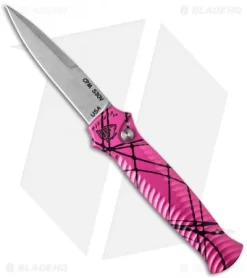 Piranha Mini-Guard Tactical Automatic Knife Hot Pink (2.9" Stonewash)