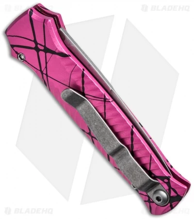 Piranha Mini-Guard Tactical Automatic Knife Hot Pink (2.9" Stonewash) 2 Piranha Mini-Guard Tactical Automatic Knife Hot Pink (2.9" Stonewash) - Image 2