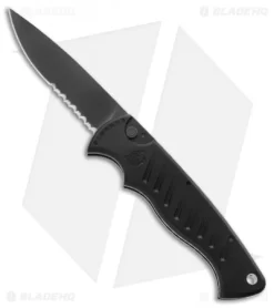 Piranha Pocket Automatic Knife Tactical (3.2" Black Serr)