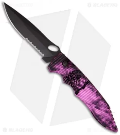 Piranha Predator Automatic Knife Plum Tactical (4.1" Black Serr)