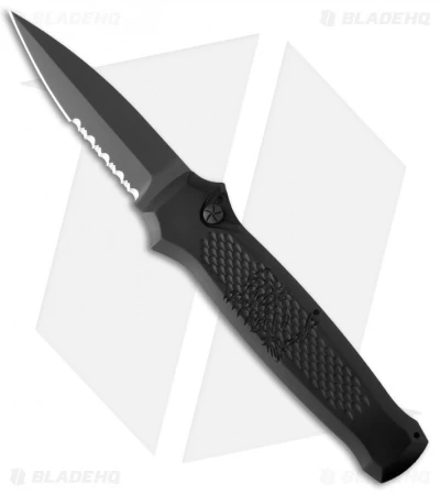 Piranha Prowler Tactical Black Automatic Knife (3.2" Black Serr) 1 Piranha Prowler Tactical Black Automatic Knife (3.2" Black Serr)