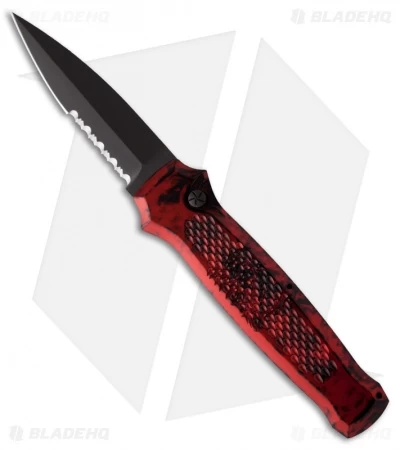 Piranha Prowler Red Tactical Automatic Knife (3.2" Black Serr) 1 Piranha Prowler Red Tactical Automatic Knife (3.2" Black Serr)