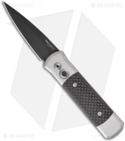 Pro-Tech Steel Custom Godson Knife W/ Carbon Fiber (3.15" Black Plain) 749 BT