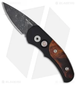 Pro-Tech Runt J4 Damascus Custom W/ Desert Ironwood Inlays